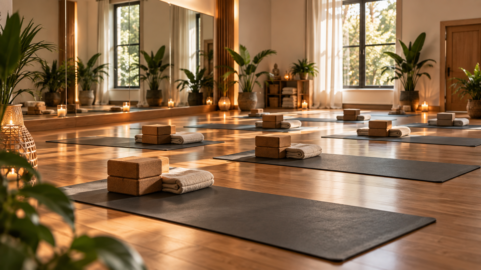 Yoga studio prepared for class